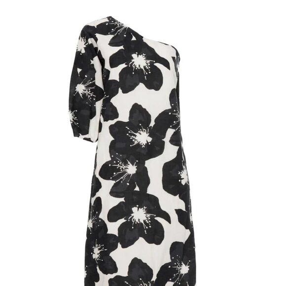 Something Navy Floral One Shoulder Dress - Picture 2 of 5